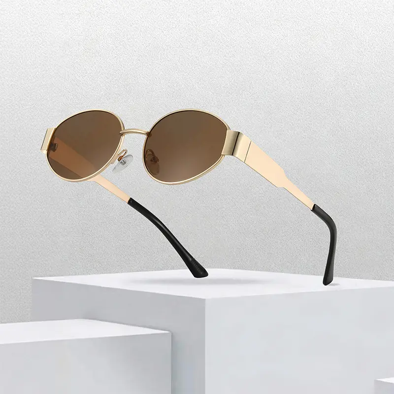 Women's Classic Oval Sunglasses, High Quality Metal Small Fashionable Frames, Retro Personality Unisex Internet Celebrity-Style Eyewear, Model 40235, Fashionable Frames Sunglasses summerwins,summerwins