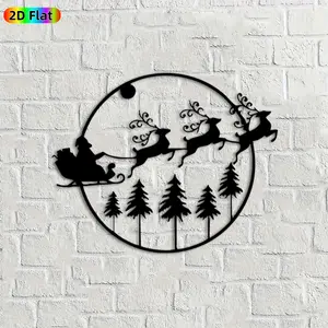 1pc Santa & Reindeer Metal Wall Art,Santa & Reindeer Statue Mural, Ideal Gift for Christmas, New Year, Holiday Decor Enthusiasts, Rust-Resistant Metal Wall Decor Wall Sculptures, Perfect for Living Room Wall & Garden Fence,Santa Claus Enthusiasts