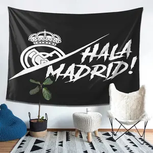 Hala Madrid! Extra Large Polyester Tapestry - Black and White Crown Design, Refreshing Home Decor for Living Room, Bedroom, or Dorm, Easy to Install, Perfect Gift for Family and Friends, Bedroom Tapestry | Crown Design | Plush Texture