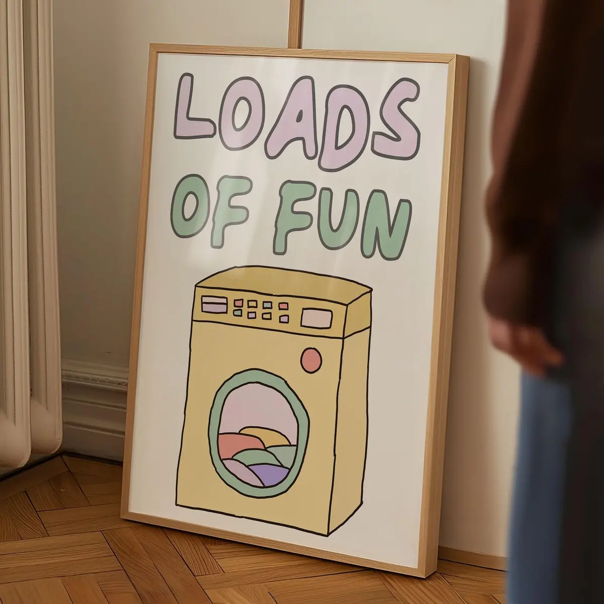 Loads of Fun Poster Funny Laundry Print Laundry Room Decor Cute Quote Print Minimalist Wall Art Laundromat Poster Retro Laundry Room Print, Room Decor, Unframed