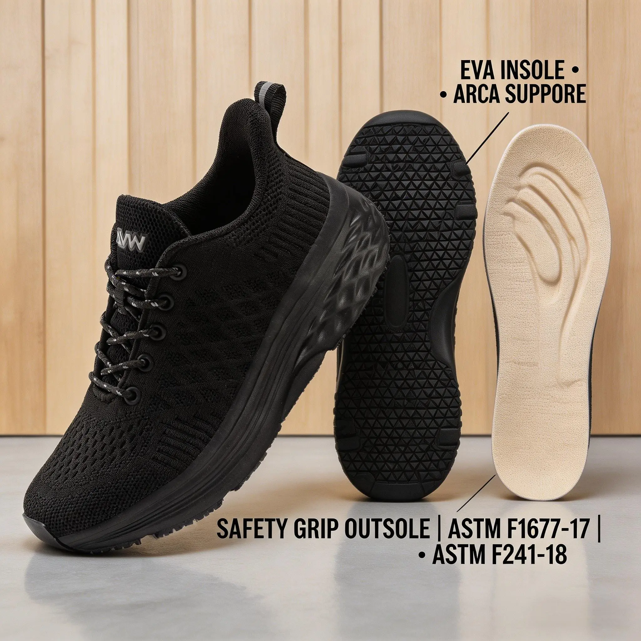 Women’s Non-Slip High-Quality Chef Work Shoes – Breathable Low-Cut PU Mesh Design, MD Rubber Cushioning Sole, Suitable for Indoor Use Year-Round, Comfortable EVA Insoles, Shoe