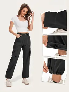 Women's Lightweight Hiking Pants, Quick-Dry Waterproof High-Waisted Fitted Cargo Pants with 7 Pockets for Travel and Leisure