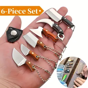 6-Piece Outdoor Casual Multitool Keychain Set, Edc Sheathed Keychain Accessories, Portable Pocket Tool Kit for Daily Use & Hiking
