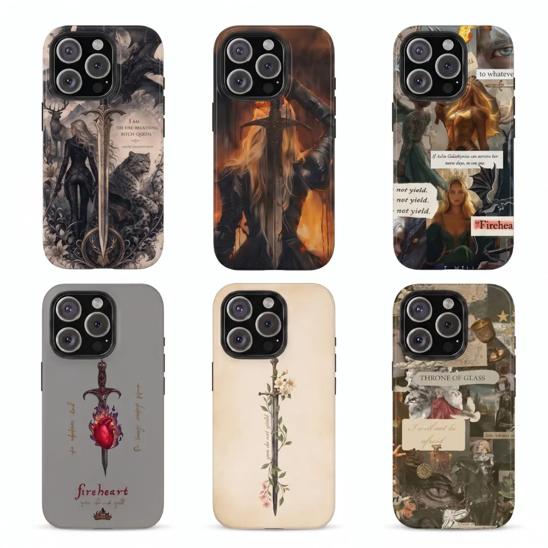 Thronee of Glasss Case for iPhone, Fireheart I Will Not Yield Quote BookTok Romantasy Reader Gift