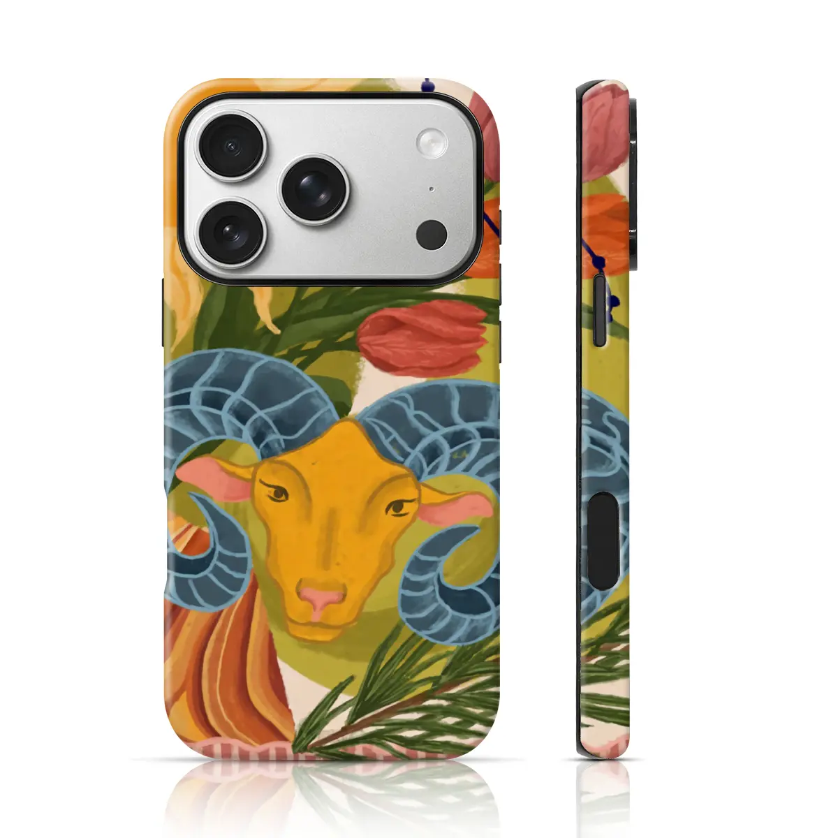 Hand-Painted Aries Zodiac Smartphone Casing - Full Body Protection Handheld Cellphone Case for iPhone 17 Pro Max/16 Pro/15 Pro Max/15/14/13/12 & Samsung S26/S25 Ultra Devices, Gift for Friends or Family