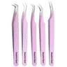 Sapphire Spot 5pcs Professional Fiber Tip Lash Tweezers Set - Stainless Steel Precision Eyelash Extension Tweezers for Volume & Isolation Compact