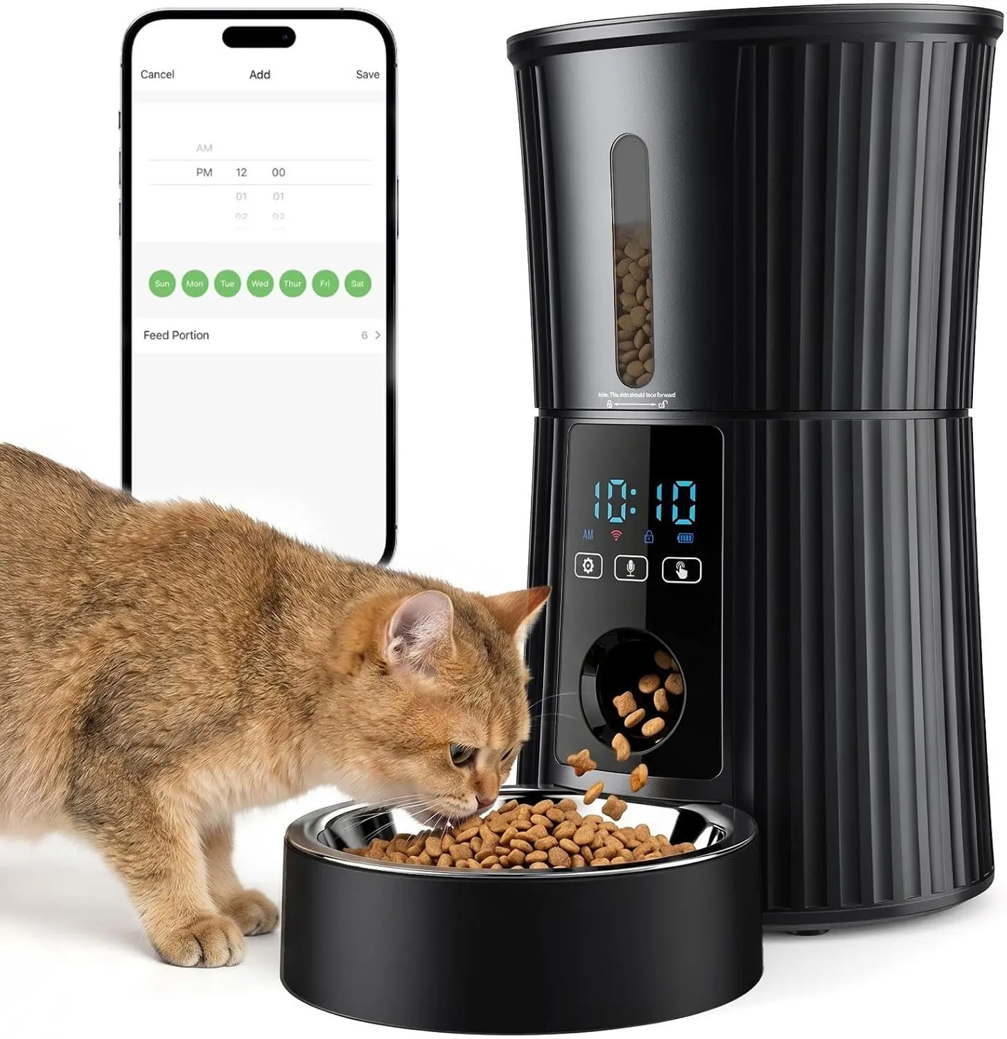 Intelligent feeder, equipped with WiFi application control function, a 4-liter capacity intelligent pet food dispenser specifically for cats and dog