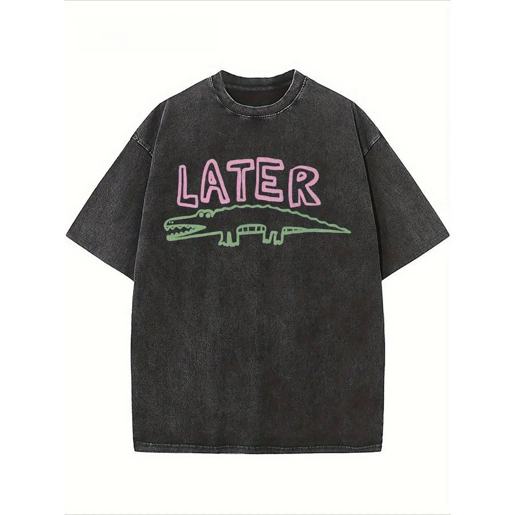 Sarcastic Later Gator Graphic-Shirt- Funny Unisex Loose Fit Tee with Alligator Design, Breathable Washed, Round Neck Short Sleeve Casual Wear& Holiday Parties