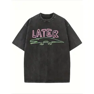 Sarcastic Later Gator Graphic-Shirt- Funny Unisex Loose Fit Tee with Alligator Design, Breathable Washed, Round Neck Short Sleeve Casual Wear& Holiday Parties