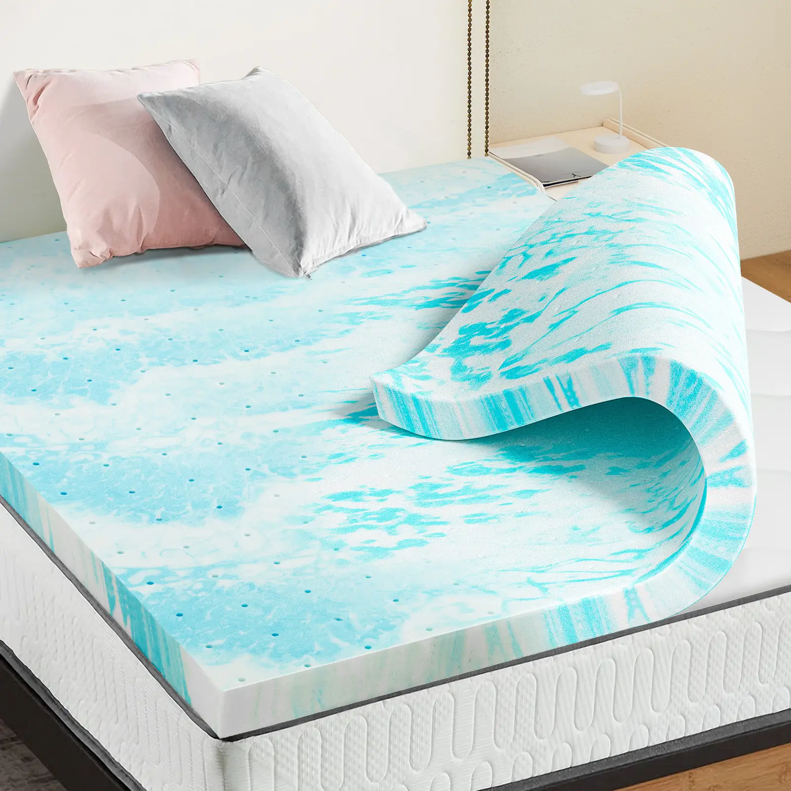 Sweet Furniture Memory Foam Bed Topper with Cooling Gel Swirl Infusion - Perfect Gift for a Cozy Sleep