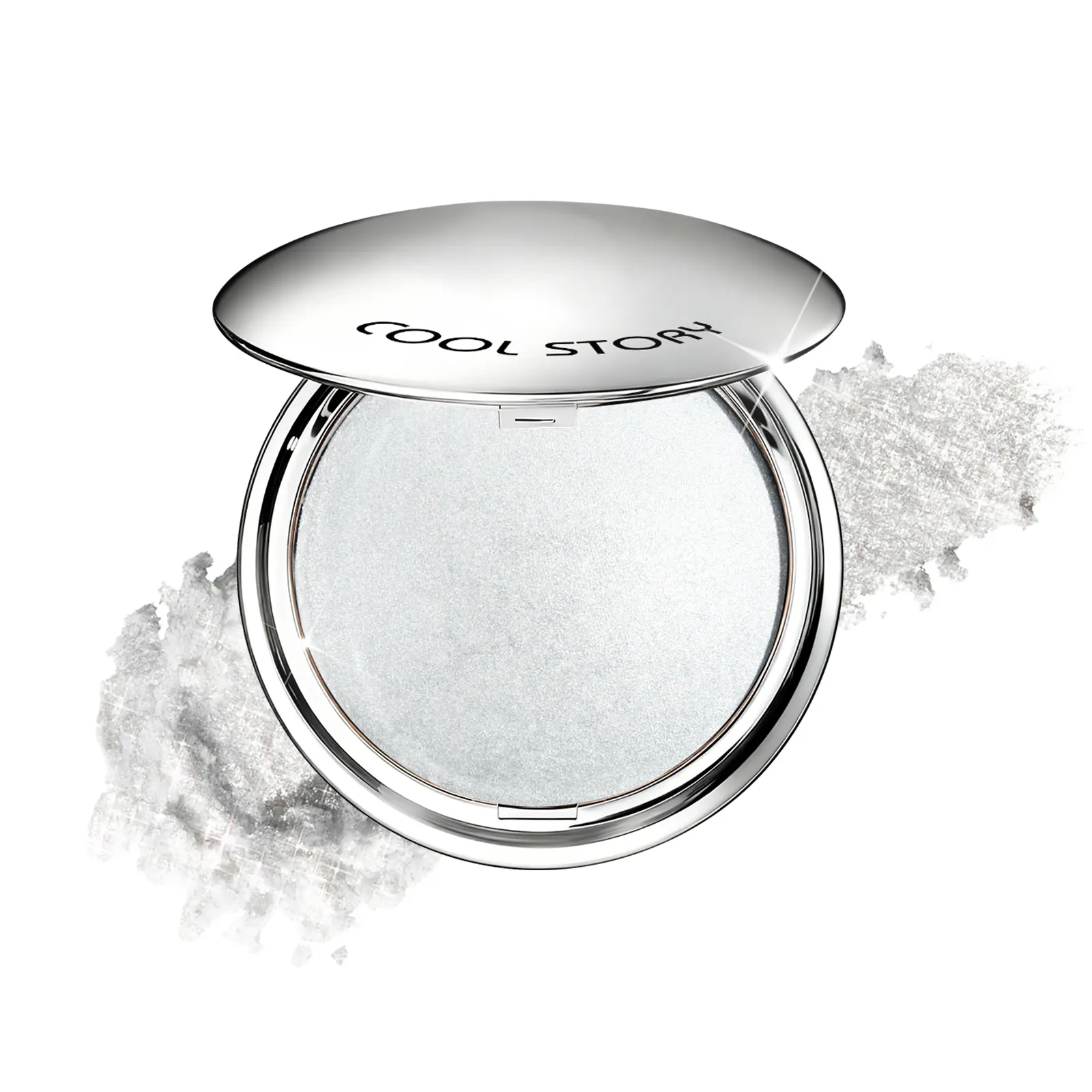 Baked Powder Highlighter, Silky Shimmer Pressed Makeup, Long-lasting Luminous Glow for All Skin Tones, Buildable Formula for Daily & Party Use - Cool Story