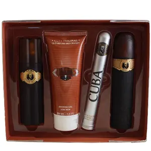 Cuba Gold Gift Set 4PC 3.4oz + 3.5Ml Cologne + 6.7oz Shower Gel + 3.4oz Aftershave Gift Set - Woody Aromatic Cologne for Men