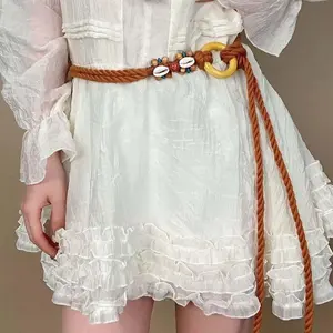 New Weave Shell Beaded Waist Chain for Women Bohemian Ethnic Style Hand Woven Adjustable Belly Chain Dress Jewelry Accessories