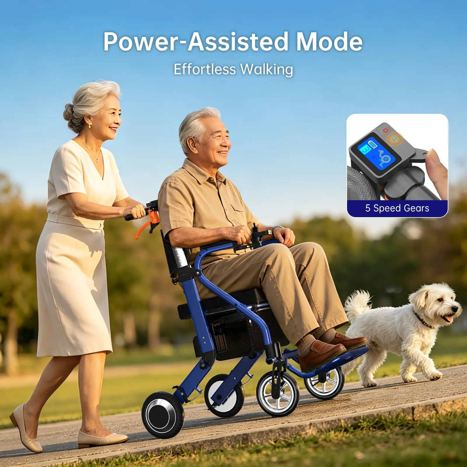NIHHCUNE Three-in-one - 19-mile Long-range - Adult Electric Wheelchair, Walker, And Shopping Cart Combo - The Lightweight Vehicle Weighs 33 Pounds - Supports 275 Pounds - Folds And Unfolds In One Step To Fit In The Trunk - The Seat Cushion Is 1.97inch Thi