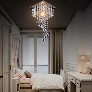 LED Crystal Ceiling Light Multi-Shape Flush Semi-Flush Mount Square Hexagonal Chandelier Stainless Steel E26 AC Light Source Retro Modern Small Size Easy Installation Home Bedroom Living Room Hallway Dining Room Stylish Decorative Lighting QH-MC058