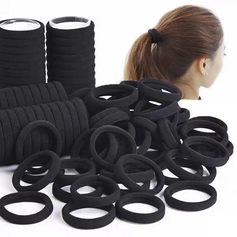 5 Pack No Crease Hair Ties for Women, Thin Soft Elastic Ponytail Holders, Non Slip Basic Black Hair Ties for Thick or Fine Hair