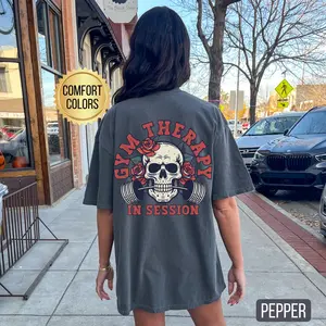 Gym Therapy in Session Shirt, Comfort Colors, Muscle Mommy, Funny Workout T-Shirt, Gift for Weightlifter, Oversized Work Out Tee, Pump Cover