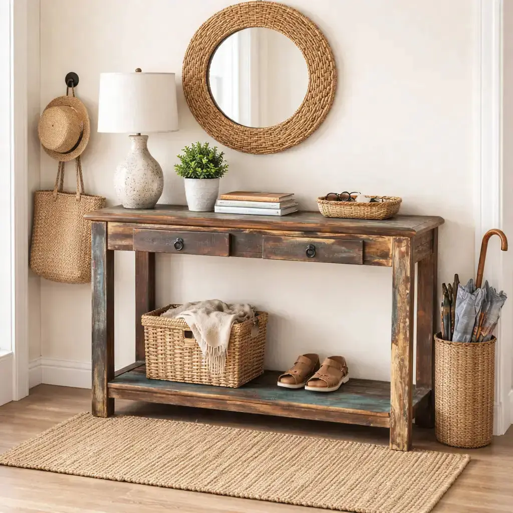 Reclaimed Wood Console Table - Rustic Farmhouse Entryway Table