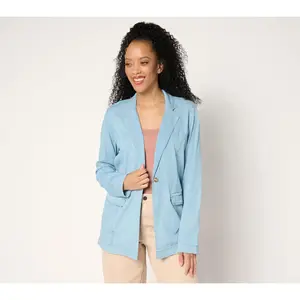 AnyBody Drapey Denim Blazer with Flap Pockets