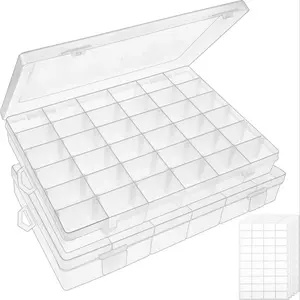 36 Grids Clear Plastic Box with Adjustable Compartment Dividers, Versatile Storage for Beads, Jewelry, Fishing Tackle & DIY Crafts, Bead Storage Containers