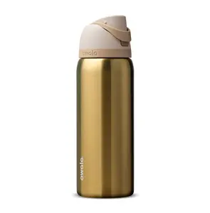 Owala 24-32oz Metallic Gold Stainless Steel Insulated Water Bottle | Holiday Edition Leak-Resistant Travel Tumbler with Straw Lid | Double Wall Vacuum Hydration Cup for Daily Use