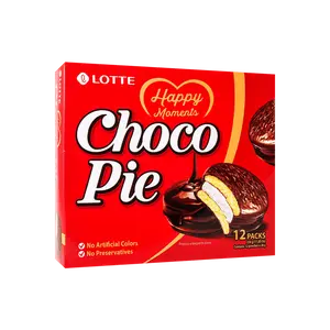Lotte Choco Pie Snack Cake - 28g x 12 Pack, Marshmallow-Filled Dessert Sandwich