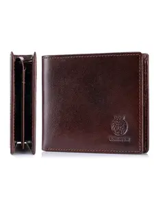 Men's Genuine Leather Rfid Wallet, Dual-Fold Thick Design, Bifold Wallet, Multi-Card Travel Short Wallet, Fashionable Men's Gift, All Seasons, Rfid Blocking Wallets