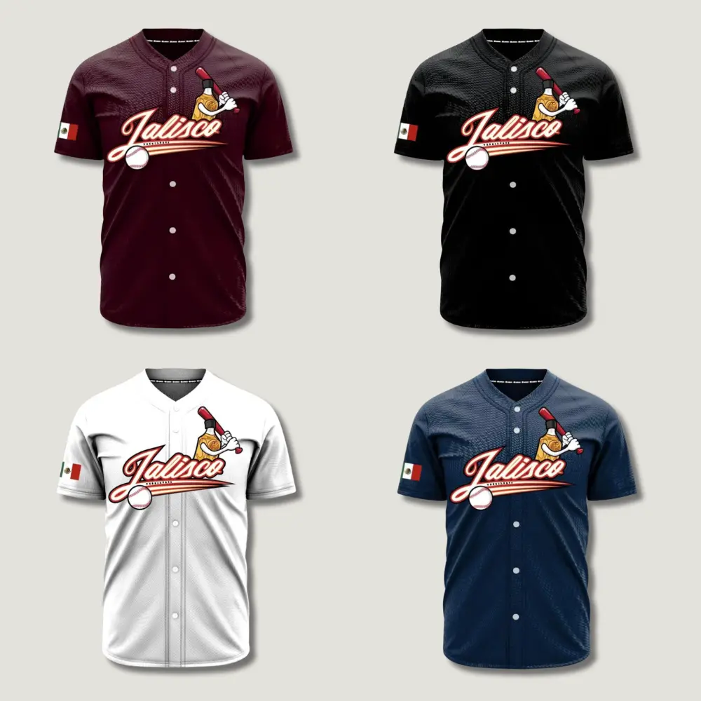 Men's Jalisco Tequila Baseball Jersey – Mexico Heritage Graphic Button-Up Shirt, Lightweight Athletic Fan Jersey, Streetwear Sports Top