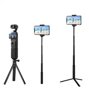 2in1 Metal Selfie Stick Tripod Lengthen Holder Telescopic Rod for DJI Osmo Pocket 3 Camera Gimbal Accessories Selfie Stand