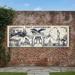 USA 250th Anniversary Banner: Vintage Historical Wall Art, Patriotic 1776-2026 Decor