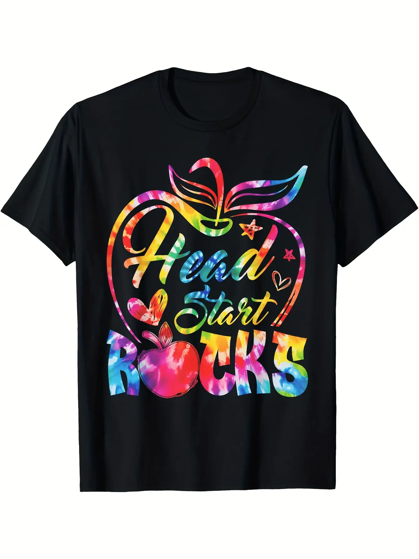 Head Start Rocks Teachers Educators Tie Dye Back t unisex soft cotton short sleeve t shirt, vintage graphic casual tee for men women teens, perfect birthday holiday gift for camping travel gym daily street  wear