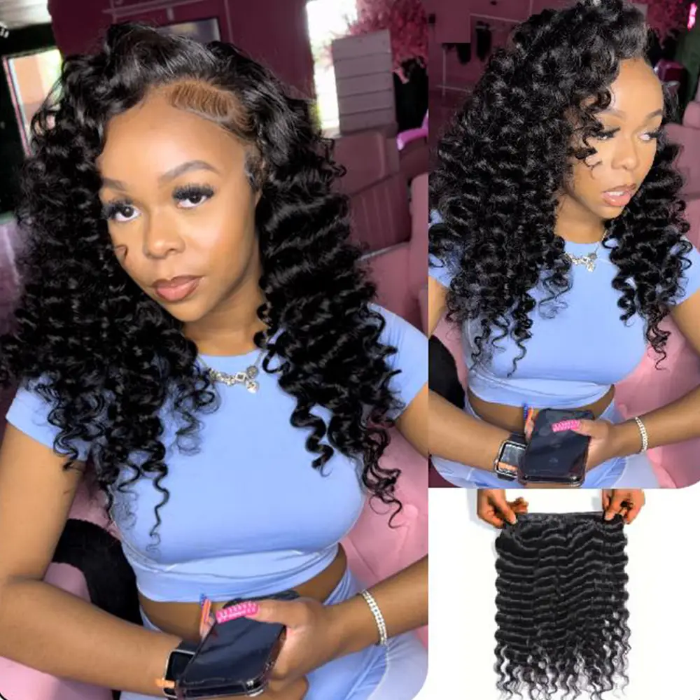 [Wequeen] Budget Friendly 10A Grade Deep Wavy Body wave Straight Kinky Curly Flipover Quick Weave Sew in Brazilian Viral Human Hair Bundles