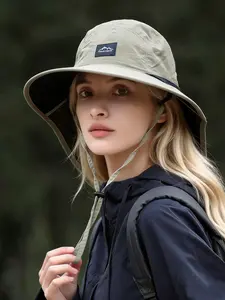 Quick-Dry Breathable Bucket Hat, Outdoor Sun Protection Neck Gaiter, Lightweight Durable Retro Fisherman Cap, Adjustable Strap, Spring Summer Hiking Fishing Camping