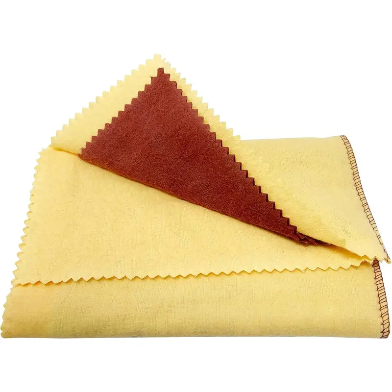 JSP 12"x14" Double-Layered Soft Microfiber Cleaning Pad, Gold/Silver/Brass Jewelry & Watch Cleaner Cloth, Yellow Buffing Outer & Red Rouge Inner Layers, Antiques-Friendly, Grease & Dirt Lift, Reusable Home Care Cloth