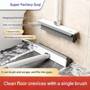 Floor Brush Long Handle Bathroom Cleaning Tool, Gap Wall Cleaner, Toilet Tile Scrubber, Hanging Water Brush, Ideal for Bathrooms, Home Cleaning Tool