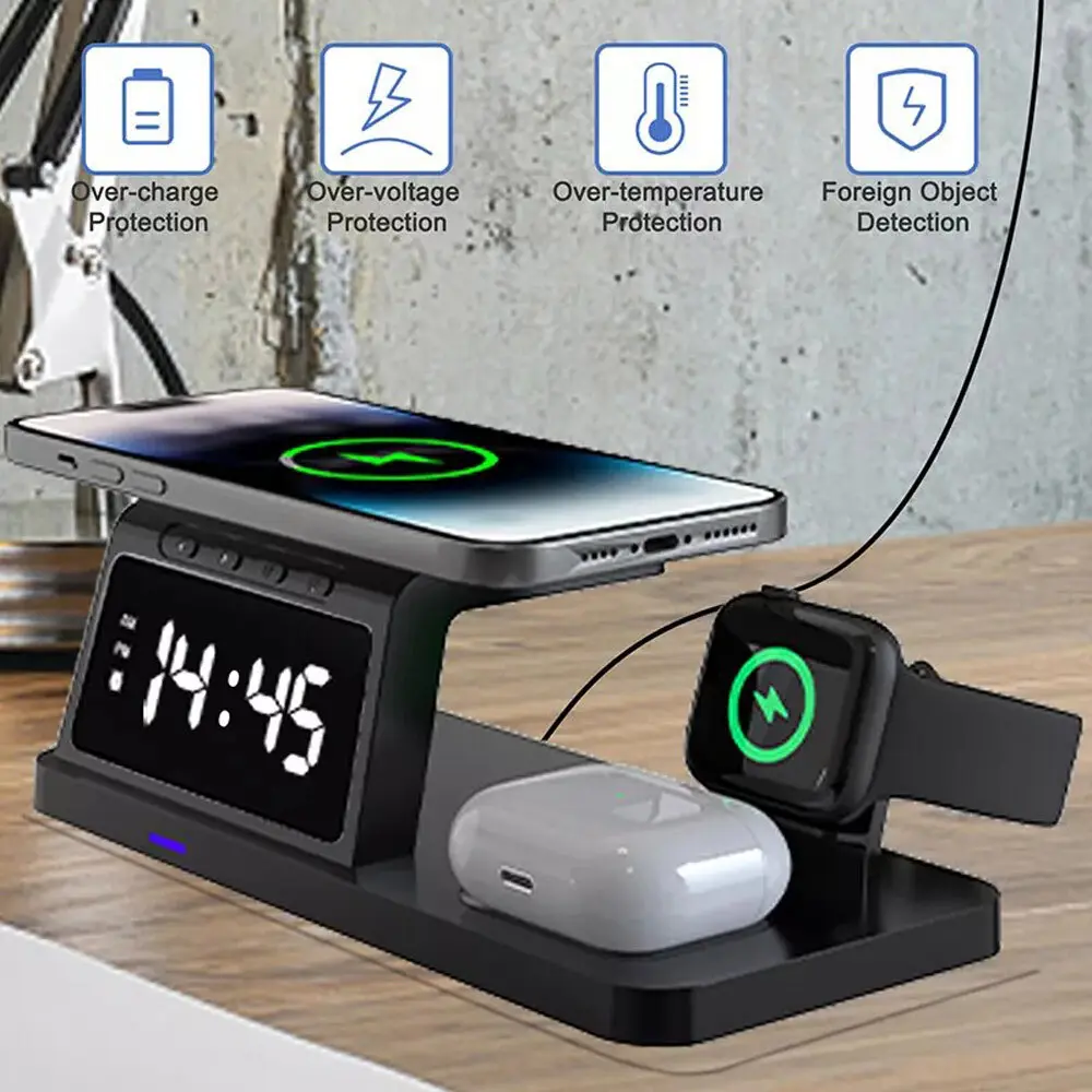 Wireless Charger iPhone Charging Station: 4 in 1 Charger Stand Multiple Devices for Apple - iPhone 17 16e 16 15 14 Pro Max 13 12 11 - Watch 11 10 9 8 7 6 5 4 3 2 SE and Ultra Series - Airpods 4 3 Pro