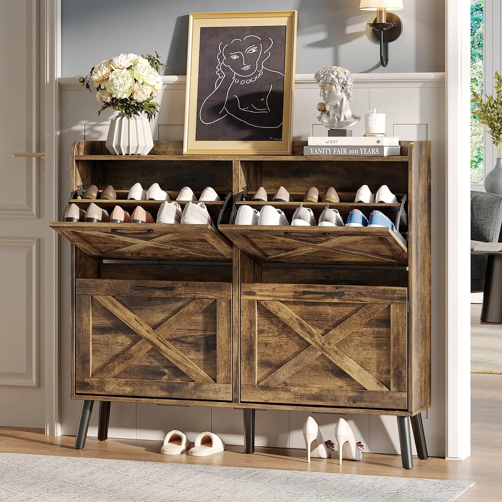 Rustic Brown-4 Flip Drawers