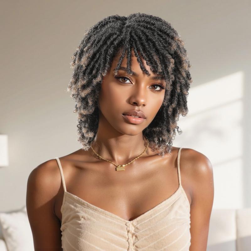 Ourwigs Dreadlock Wig Short Twist Wigs for Women and Men Afro Curly Synthetic Wig Faux Locs Braided Crochet Hair Wig New Year Gifts Wig for Daily Life
