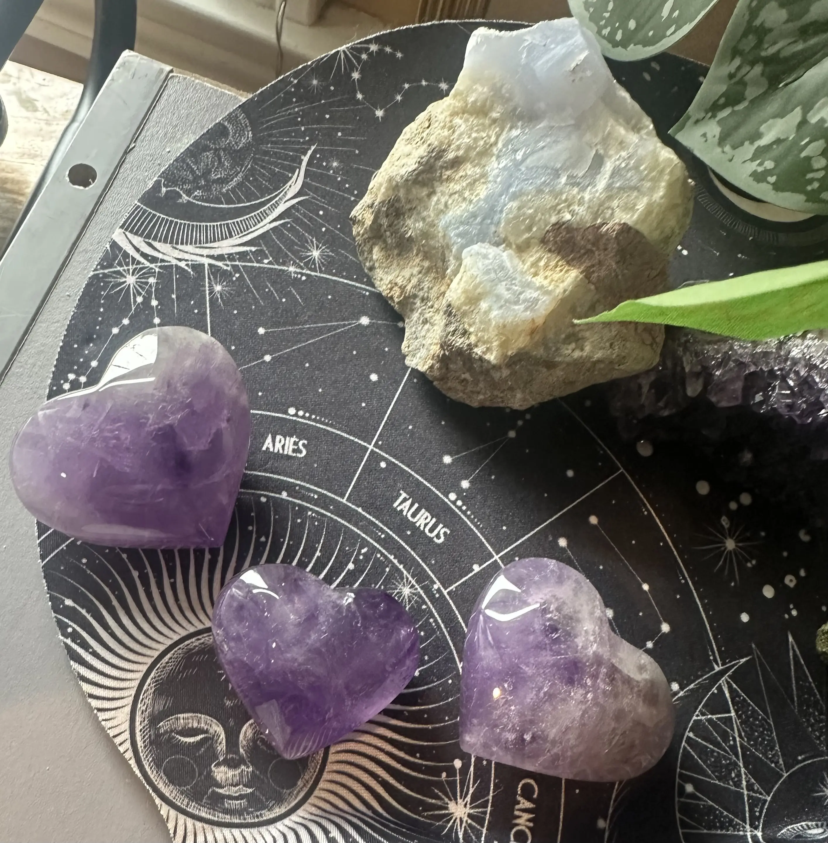 Amethyst crystal carved heart - very high quailty