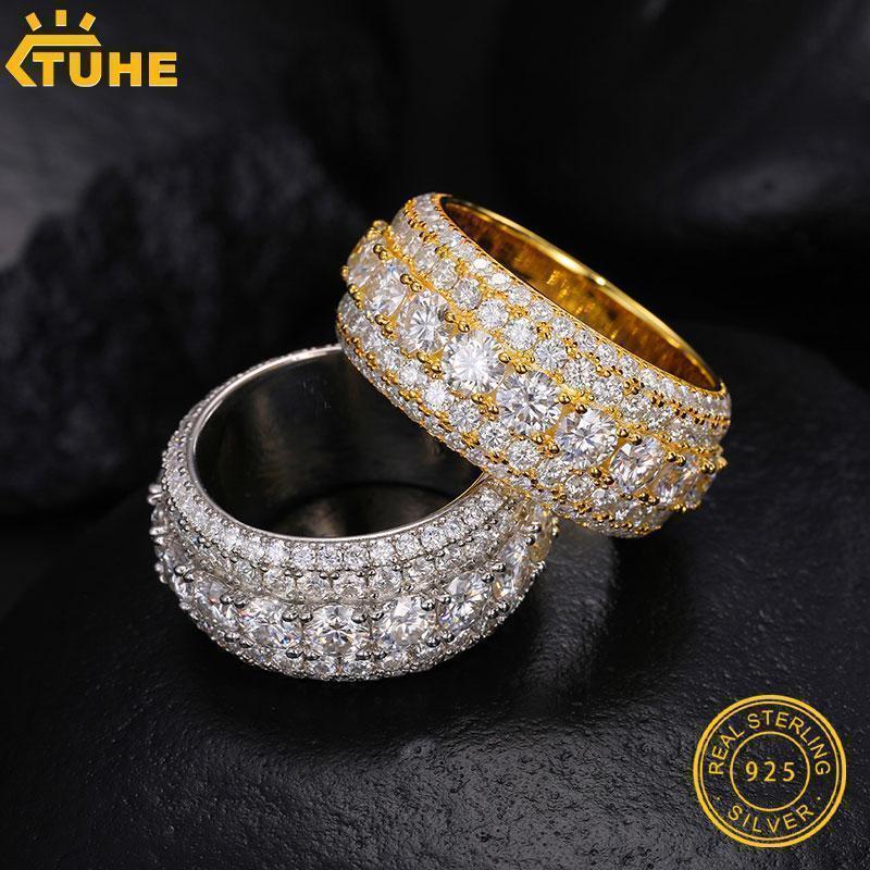 Fine Jewelry VVS1 With Certificate Moissanite Rings For Men Hip Hop Pave Setting S925 Sterling Silver Rings Hip Hop Jewelry