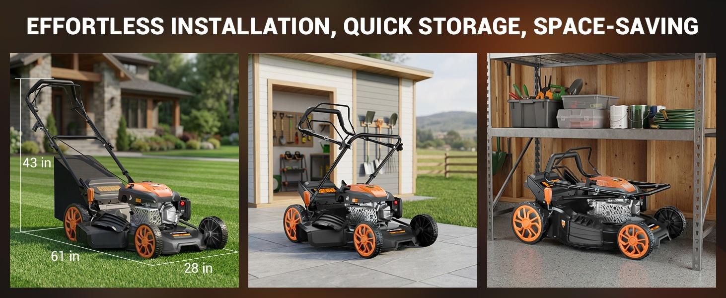 Efurden 21" Self-Propelled Gas Lawn Mower, 170cc 4-Stroke Engine, 7-Position Cutting Height, 3-in-1 Versatile Mulching Bagging Discharging, 1.9 Bushels Large Grass Collector