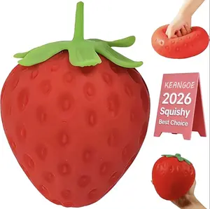 Toymendous Extra Large 5in Squishy Strawberry Stress Ball - Squishies, Fidgets Squishies - Safe Non-Toxic Durable Fruity Fidget Toy for Kids 3+ & Adults - Stress Relief, Sensory Play