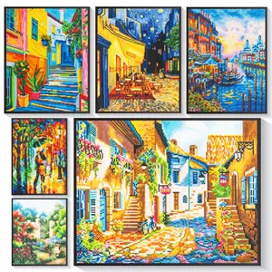 Diamond Art Kits for Adults Landscapes Street Scene Fun DIY 3D Diamond Painting Craft Set Full Round Drill Gem Art Paint by Diamonds for Relaxation Home Wall Décor Eco Canvas Acrylic-safe Drills