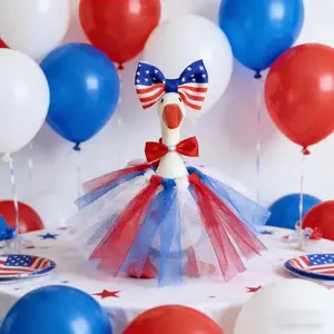 Independence Day 7-Inch Mini Goose Costume Hoodie, Cute Rabbit Design, Bunny Ears Hat, Office Decor, Home Accents, Desktop Accessory, Easy to Wear