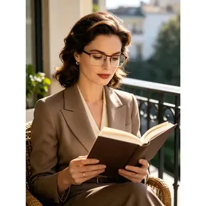 Classic 2in1 Progressive Multi Focus Metal Semi Rim Reading Glasses with Case Stylish Eyewear for Clear Vision and Comfort