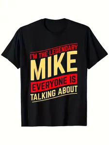 Funny "I'm The Legendary Mike" Retro T-Shirt - Heavyweight 220GSM Bold Yellow & Red Text Tee Suitable for Men & Women, Unisex Casual Shirt for Birthday Gifts, Office Parties, Casual Attire (S-XXXL) - Machine Washable Mike