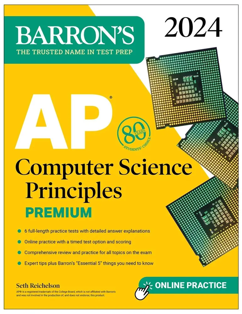 USED-AP Computer Science Principles Premium, 2024: 6 Practice Tests + Comprehensive Review + Online Practice by Reichelson, Seth (Paperback)