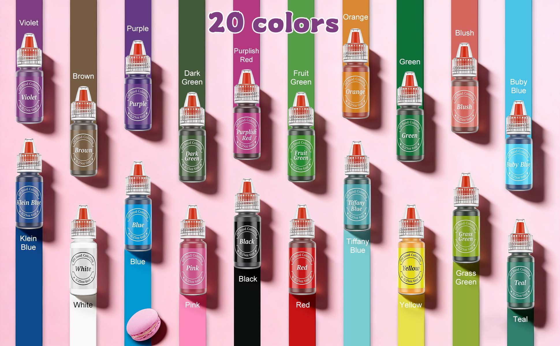 20 Edible Oil-Based Food Coloring 25 Fl. Oz Bottles set Food Grade  Food Dye for Mother's Day & Easter &Picnic Baking Baking,Candy Melts Cookies Fondant for Halloween Christmas Birthday  Bake