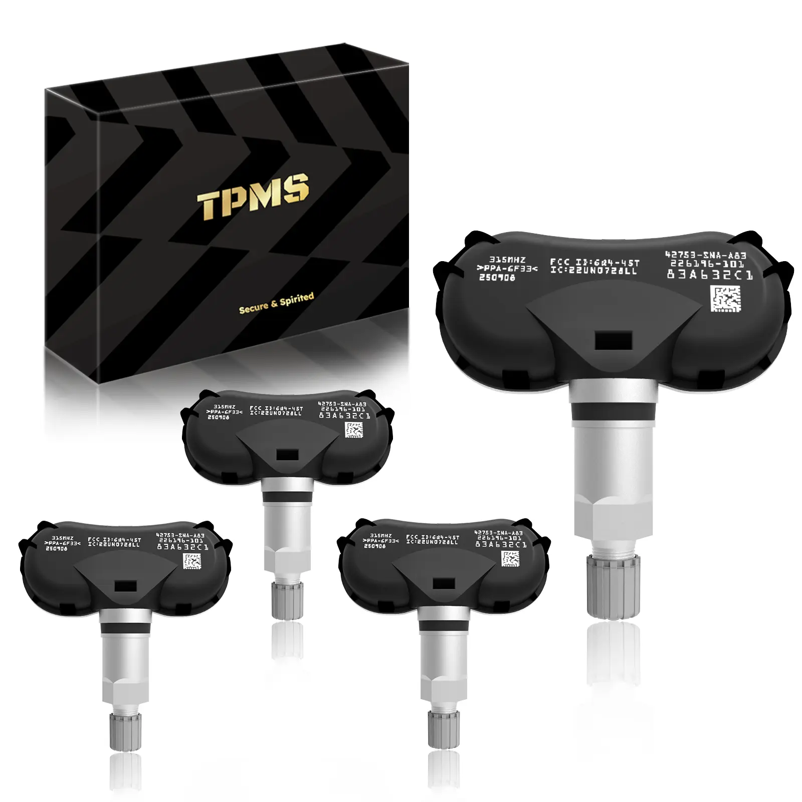 PUMBOAT TPMS Honda 315MHz Pre-Programmed,Compatible with Odyssey 2011-2020 | Civic 2005-2014 | Fit 2009-2014 | Element 2009-2011/OE#42753SNAA83(Set of 4) Tire Pressure Monitoring Sensor