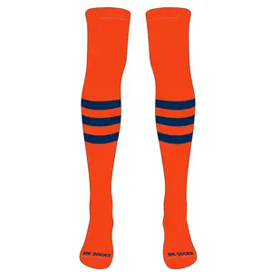 MK Socks Striped Over the Knee Baseball, Football Socks (A) Orange, Navy